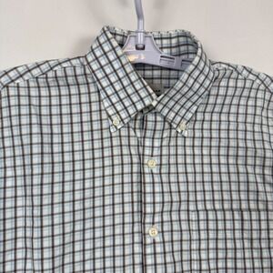 PETER MILLAR Mens Button Down Shirt Plaid Long Sleeve Cotton Casual Size Medium